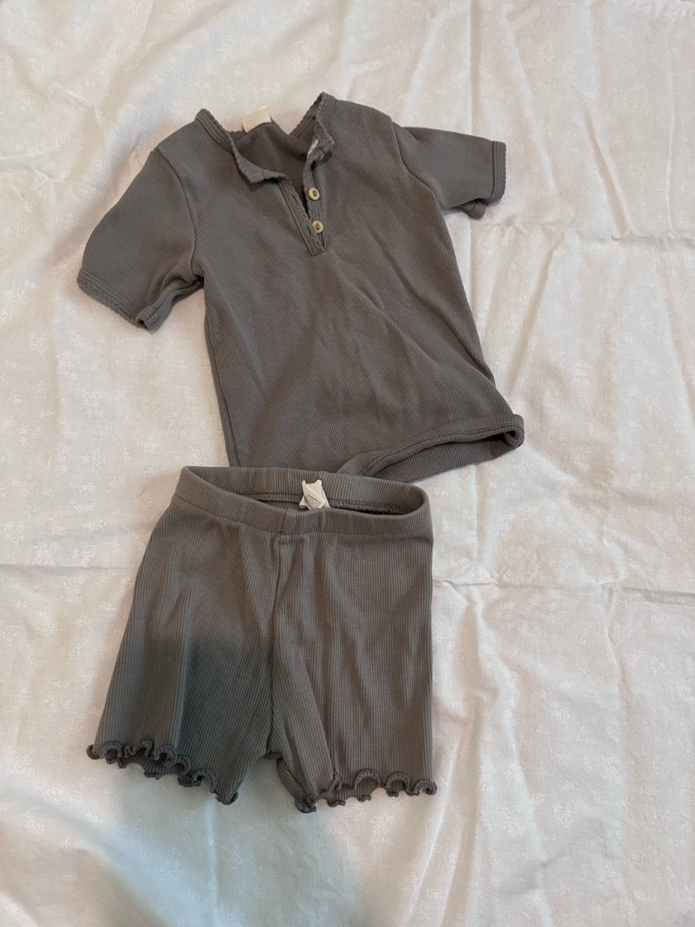 H&M Ribbed Baby Shorts Set in Dark Grey